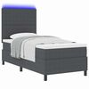 vidaXL LED Boxspringbett Dunkelgrau und Wei&szlig; 90 x 190 cm Cordstoff