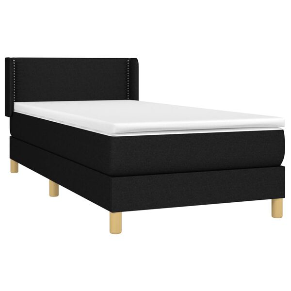 vidaXL Boxspringbett mit Matratze Schwarz 90x200 cm Stoff