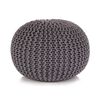 vidaXL Handgestrickter Pouf Baumwolle 50 x 35 cm Grau