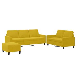 vidaXL 3-tlg. Sofagarnitur mit Kissen Gelb Samt