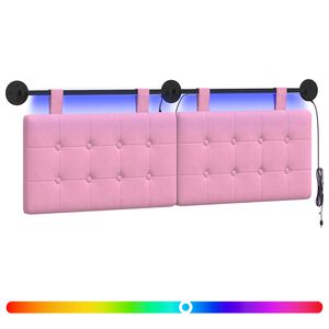 vidaXL H&auml;ngendes Kopfteil Mit LED Licht Rosa Stoff