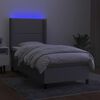 vidaXL Boxspringbett mit Matratze & LED Hellgrau 100x200 cm Stoff