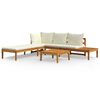 vidaXL 3-tlg. Garten-Lounge-Set mit Cremewei&szlig;en Kissen Massivholz Akazie