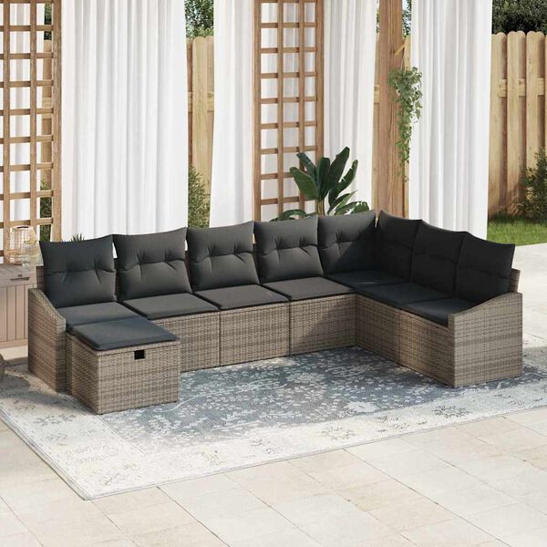 vidaXL Garten-Sofa-Set 8 pcs Grau 55 x 62 x 69 cm Poly Rattan