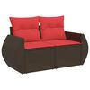 vidaXL 8-teiliges Gartensofa-Set mit Kissen, braun, Polyrattan