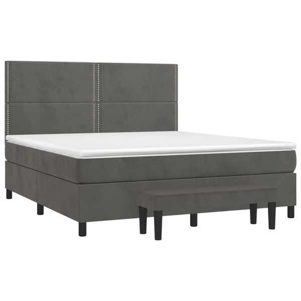 vidaXL Boxspringbett mit Matratze Dunkelgrau 180x200 cm Samt