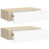 vidaXL Wandregale mit Schubladen 2 Stk. Eichen-Optik Wei&szlig; 40x23,5x10cm
