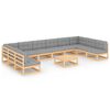vidaXL 11-tlg. Garten-Lounge-Set mit Kissen Kiefer Massivholz
