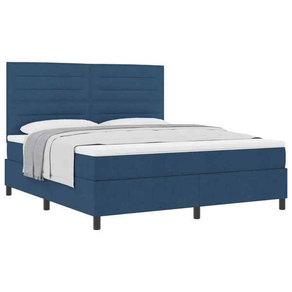 vidaXL Boxspringbett mit Matratze mit Kopfteil Blau 180 x 200 cm Stoff