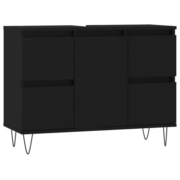 vidaXL Badschrank Schwarz 80x33x60 cm Holzwerkstoff