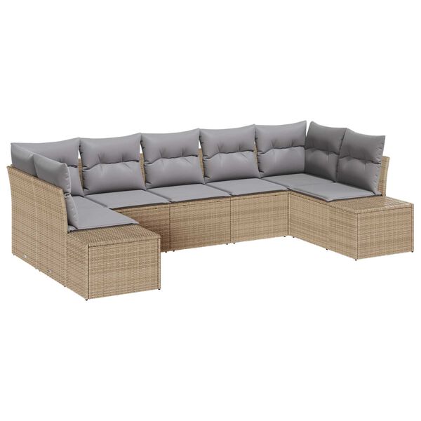 vidaXL Gartensofa-set 7 pcs Beige und Hellgrau Poly Rattan