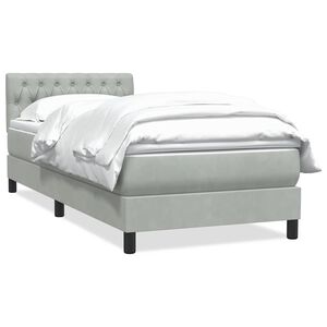 vidaXL Boxspringbett mit Matratze Hellgrau 90x210 cm Samt