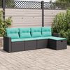 vidaXL 5-tlg. Garten-Sofagarnitur mit Kissen Schwarz Poly Rattan