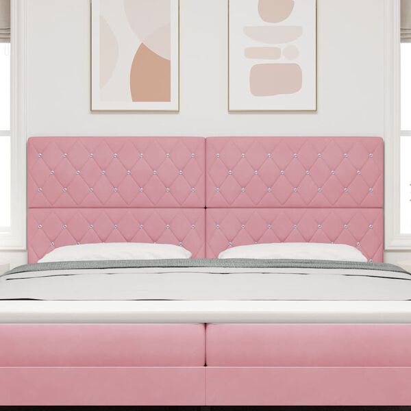 vidaXL LED Kopfteil mit LED-Lichtleisten Rosa 200 cm Polyester