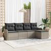 vidaXL Garten-Sofa-Set mit Kissen 5 pcs Hellgrau Poly Rattan