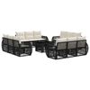vidaXL Gartensofa-set 13 stk. Schwarz und Cremewei&szlig; Poly-Rattan