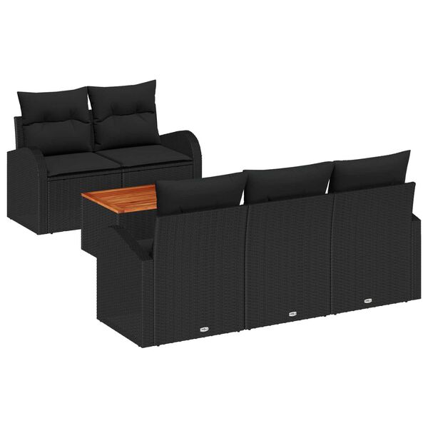 vidaXL Gartensofa-set mit Speicher 6 pcs Schwarz Poly-Rattan