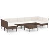 vidaXL 8-tlg. Garten-Lounge-Set mit Auflagen Poly Rattan Braun