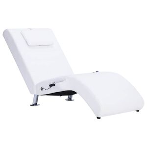 vidaXL Massage-Chaiselongue mit Kissen Wei&szlig; Kunstleder