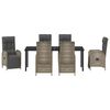 vidaXL Garten Essgruppe mit Kissen 7 pcs Grau Poly-Rattan