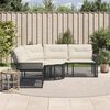 vidaXL Gartensofa in L-Form mit Kissen und Fu&szlig;bank Schwarz Poly Rattan