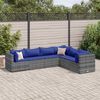 vidaXL 6-tlg. Garten-Lounge-Set mit Kissen Grau Poly Rattan