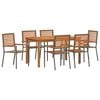 vidaXL Garten Essgruppe 7 pcs Grau Massivholz Akazie