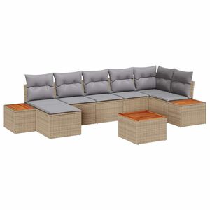 vidaXL Gartensofa-set mit Kissen 8 pcs Beige und Hellgrau Polyrattan