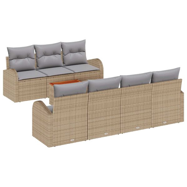 vidaXL Gartensofa-set mit Kissen 8 pcs Beige Poly-Rattan