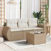vidaXL 4-tlg. Garten-Sofagarnitur mit Kissen Beige Poly Rattan