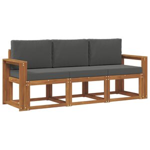 vidaXL Outdoor-Sofagarnitur mit Kissen 3 pcs Natur und Anthrazit