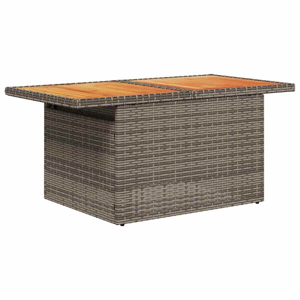 vidaXL 5-tlg. Garten-Sofagarnitur mit Kissen Grau Poly Rattan Akazie