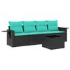 vidaXL 5-teiliges Gartensofa-Set mit Kissen, schwarzes Polyrattan