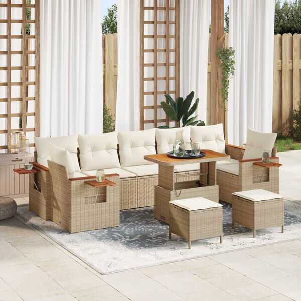 vidaXL Gartensofa-set mit Kissen 10 pcs Beige und Creme