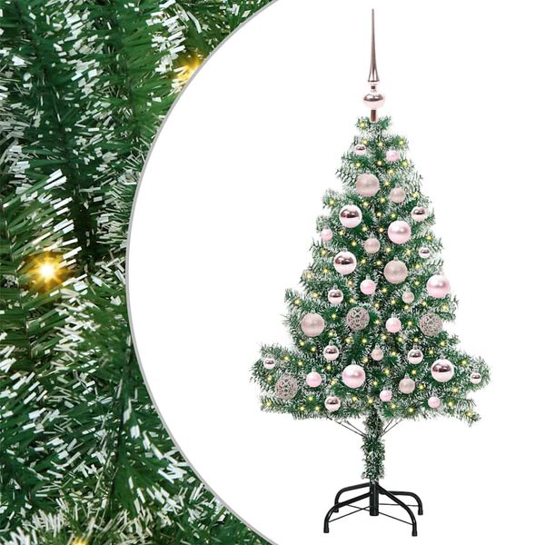 vidaXL K&uuml;nstlicher Weihnachtsbaum beschneit mit LED Licht 120 cm