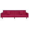 vidaXL Schlafsofa 2-Sitzer mit 2 Kissen Weinrot Samt