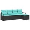 vidaXL Sofa Set 5 stk. 5-Sitzanzahl Schwarz und T&uuml;rkis Poly-Rattan