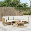 vidaXL 7-tlg. Garten-Lounge-Set mit Cremeweißen Kissen Bambus