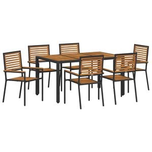 vidaXL Garten Essgruppe 7 stk. Schwarz und Braun Poly-Rattan