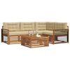 vidaXL Outdoor-Sofagarnitur mit Kissen 5 pcs Natur und Beige