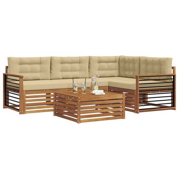 vidaXL Outdoor-Sofagarnitur mit Kissen 5 pcs Natur und Beige