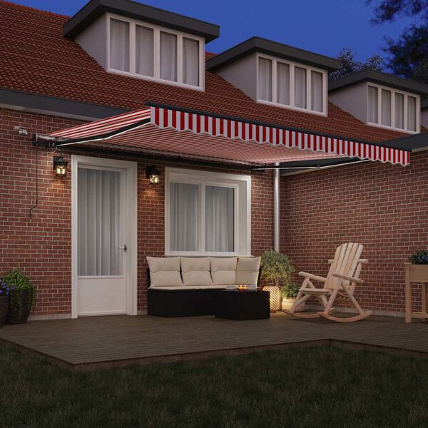 vidaXL Markisenstoff mit Rot und Wei&szlig; 400 x 300 cm Polyester