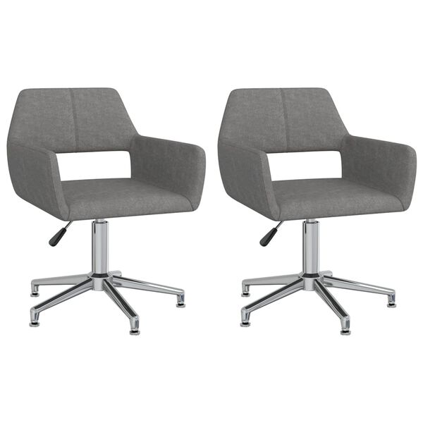 vidaXL Esszimmerst&uuml;hle 2 Stk. Drehbar Hellgrau Stoff