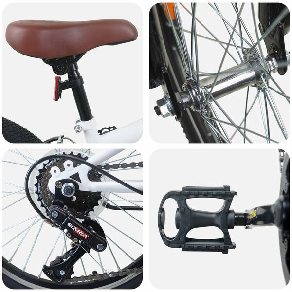 vidaXL Kids Mountain Bike 20 Zoll 6-Speed f&uuml;r 5-8 Jahre alt Wei&szlig;