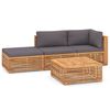 vidaXL 4-tlg. Garten-Lounge-Set mit Kissen Dunkelgrau Massivholz Teak