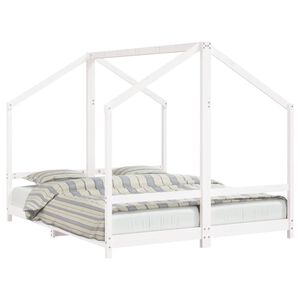 vidaXL Kinderbett Wei&szlig; 2x(80x200) cm Massivholz Kiefer