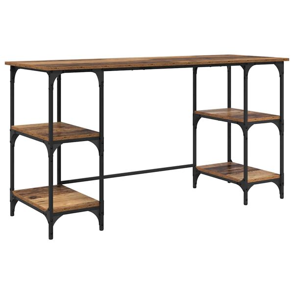 vidaXL Schreibtisch mit Regal Altholz 140 x 50 x 75 cm Holzwerkstoff