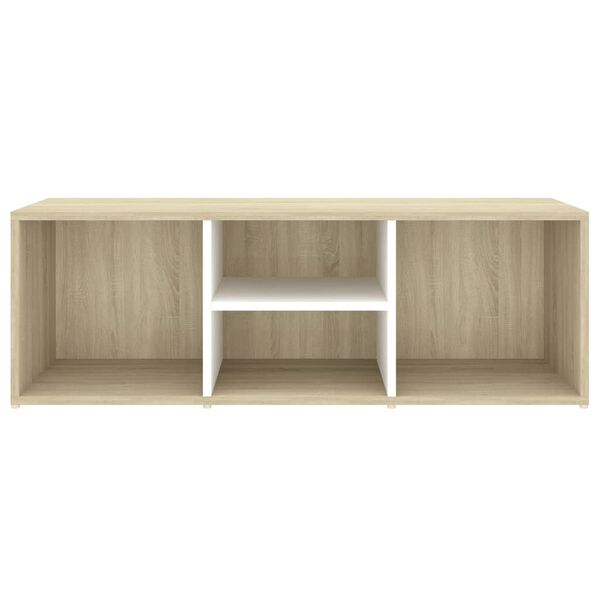 vidaXL Schuhbank Weiß und Sonoma-Eiche 105x35x35 cm Holzwerkstoff