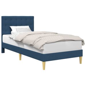 vidaXL Bettrahmen mit Kopfteil Blau 100 x 200 cm Stoff