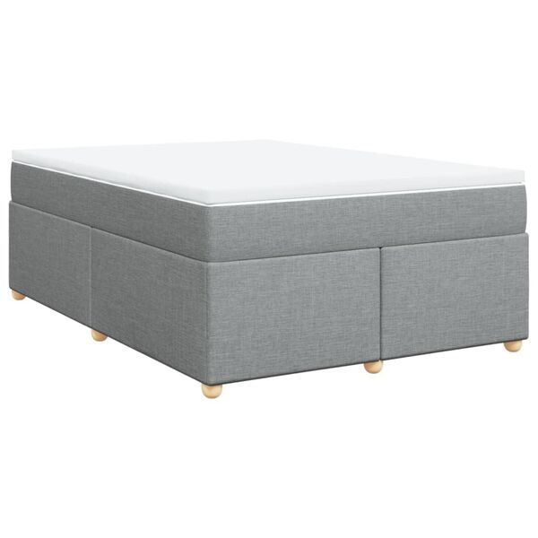 vidaXL Boxspringbett mit Matratze Hellgrau 160x200 cm Stoff